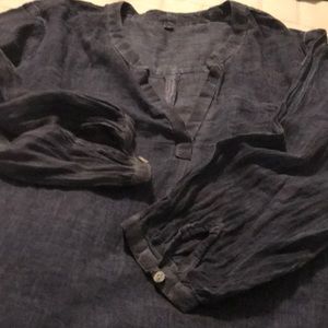 Blue sheer gauzy blouse